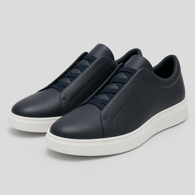 Men's Genuine Leather Sneakers - Casual Lightweight Lace-Up Trainers