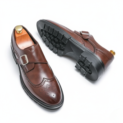 Men’s Monk Strap Dress Shoes - Buckle Closure and Rounded Toe