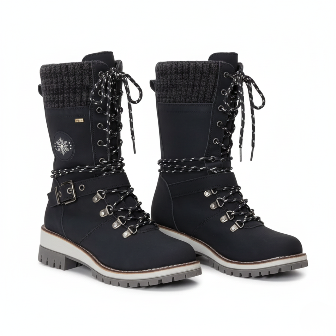 Winter Lace-Up Snow Boots for Women | Knit Cuff