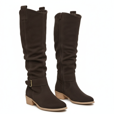 Women’s Suede Knee High Boots - Zip Closure Non Slip Sole