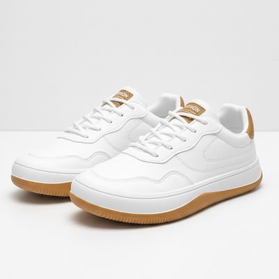 Men’s Low Top Lace-Up Sneakers - Contrast Sole Casual Trainers