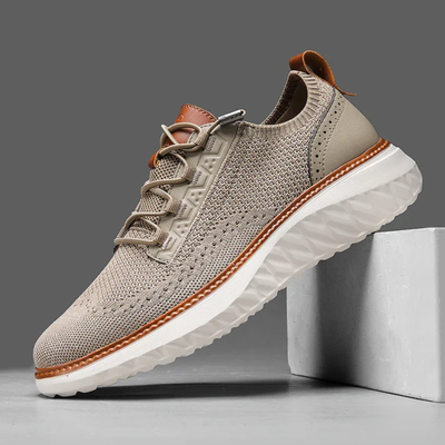 Men’s Mesh Lace-Up Sneakers - Breathable Upper and Low Top Design