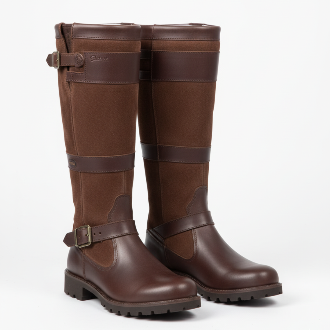 Women's Tall Buckle Boots | Dual Strap Imitation Material Design