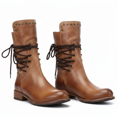 Women’s Mid-Calf Vintage Lace-Up Boots | Low Heel