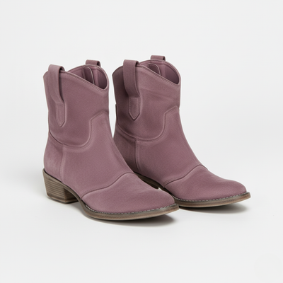 Women’s Cowboy Ankle Boots - Pull-On Design and Side Tabs