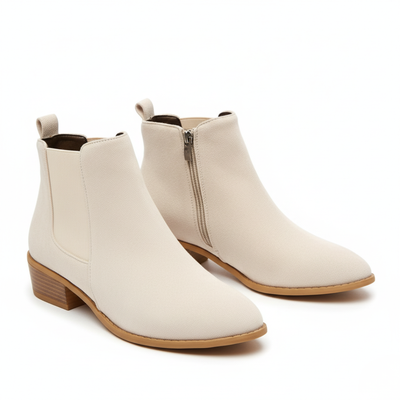 Women’s Suede Chelsea Ankle Boots - Side Zip and Low Stacked Heel