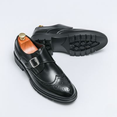 Men’s Monk Strap Dress Shoes - Buckle Closure and Rounded Toe