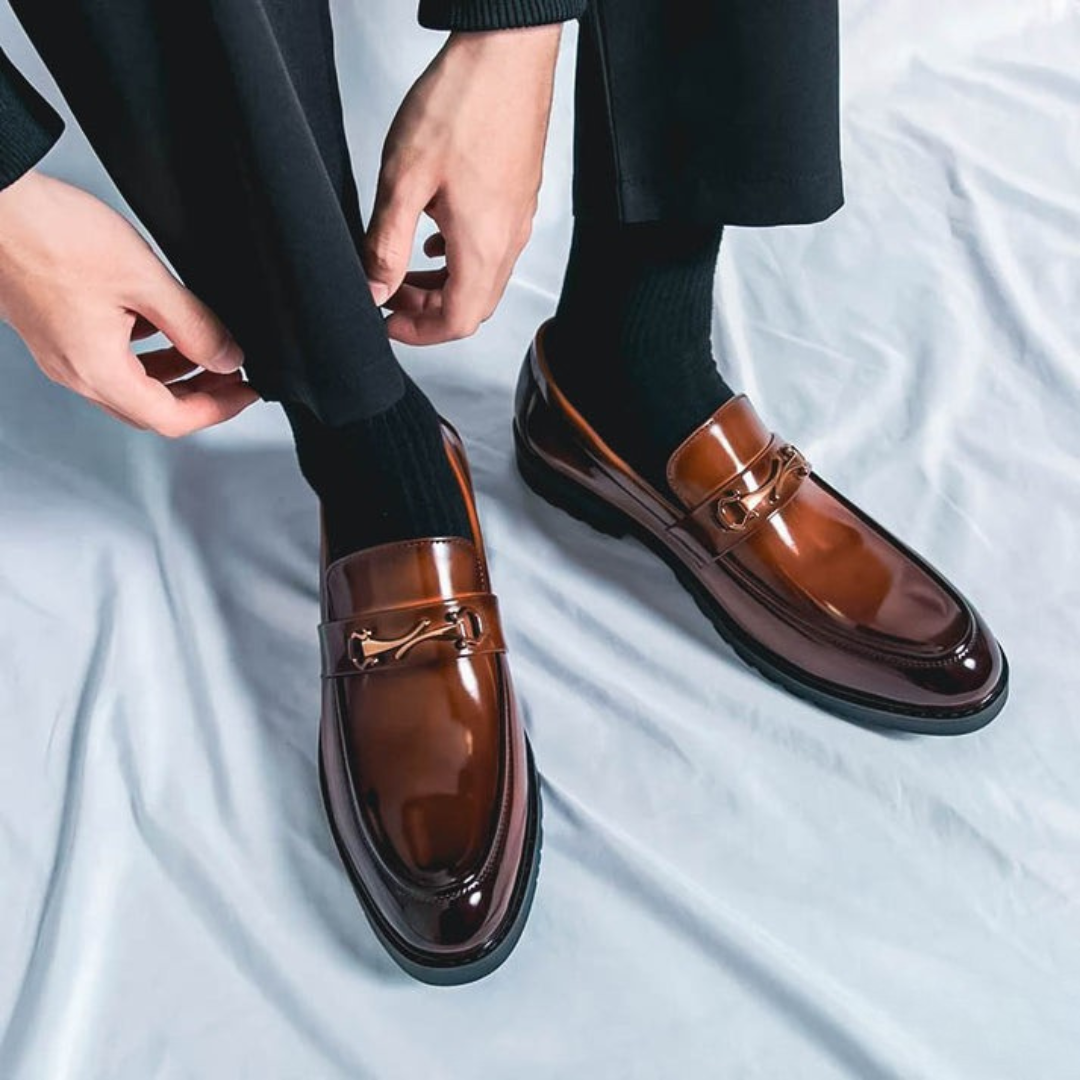 Glossy Loafers for Men | Slip-On Design