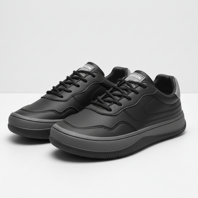 Men’s Low Top Lace-Up Sneakers - Contrast Sole Casual Trainers