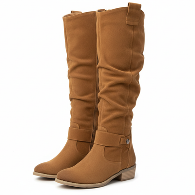 Women’s Suede Knee High Boots - Zip Closure Non Slip Sole