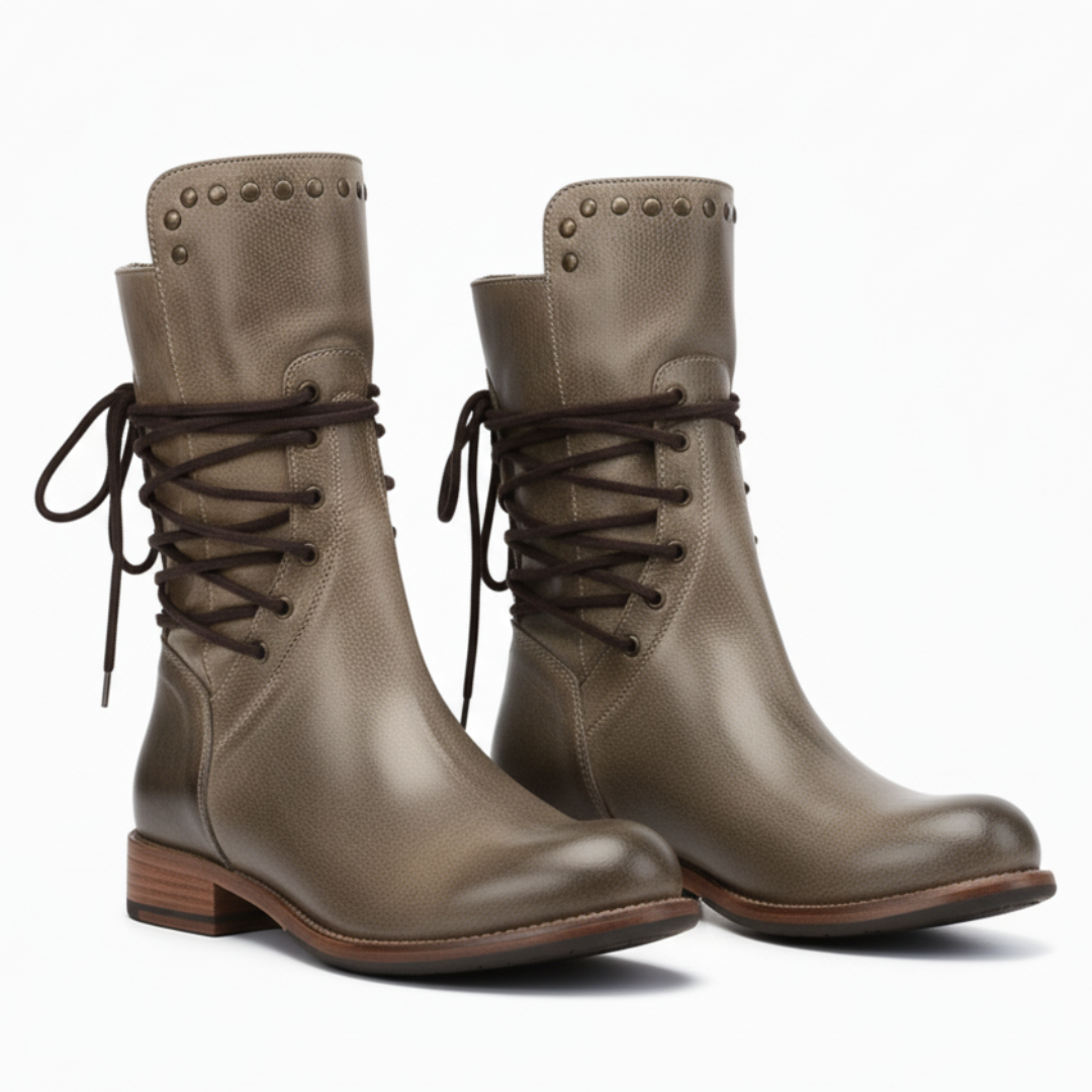 Women’s Mid-Calf Vintage Lace-Up Boots | Low Heel