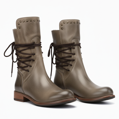 Women’s Mid-Calf Vintage Lace-Up Boots | Low Heel