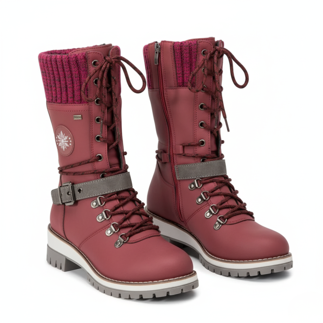 Winter Lace-Up Snow Boots for Women | Knit Cuff