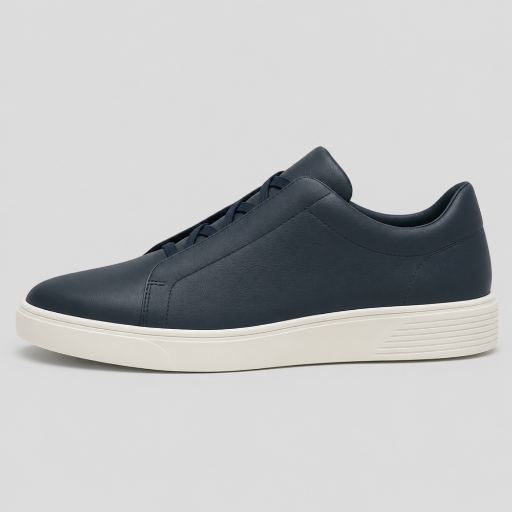 Men's Genuine Leather Sneakers - Casual Lightweight Lace-Up Trainers