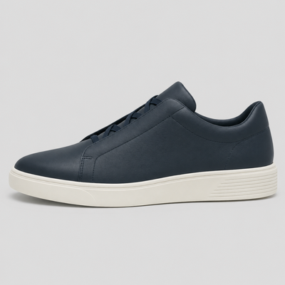 Men's Genuine Leather Sneakers - Casual Lightweight Lace-Up Trainers