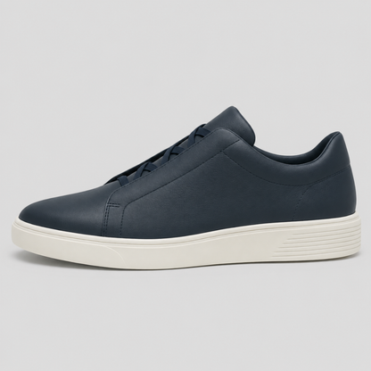 Men's Genuine Leather Sneakers - Casual Lightweight Lace-Up Trainers