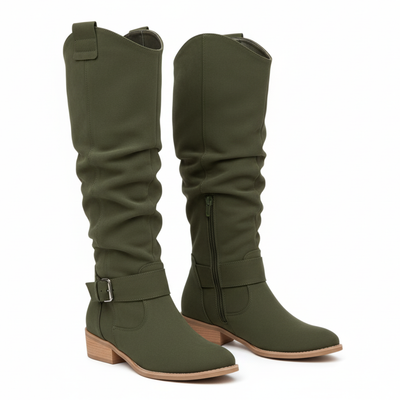 Women’s Suede Knee High Boots - Zip Closure Non Slip Sole