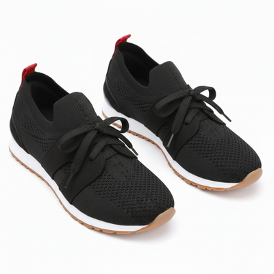 Women’s Slip-On Knit Sneakers - Ribbon Lace Casual Trainers