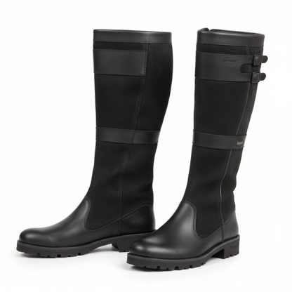 Women's Tall Buckle Boots | Dual Strap Imitation Material Design