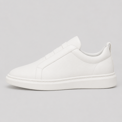Men's Genuine Leather Sneakers - Casual Lightweight Lace-Up Trainers