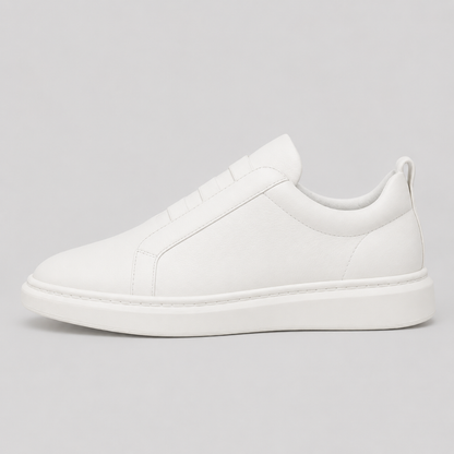 Men's Genuine Leather Sneakers - Casual Lightweight Lace-Up Trainers