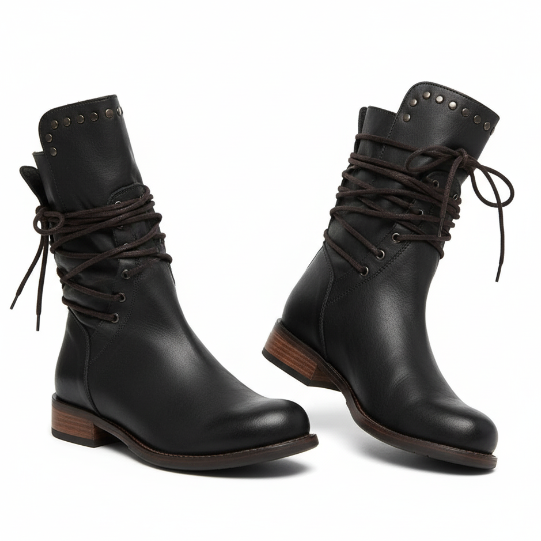 Women’s Mid-Calf Vintage Lace-Up Boots | Low Heel