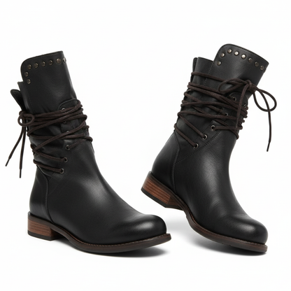 Women’s Mid-Calf Vintage Lace-Up Boots | Low Heel