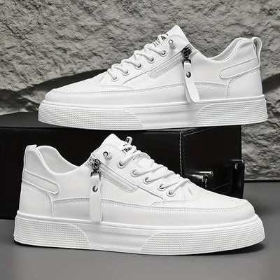 Men’s Zip Sneakers - Side Zipper Low Top Casual Trainers