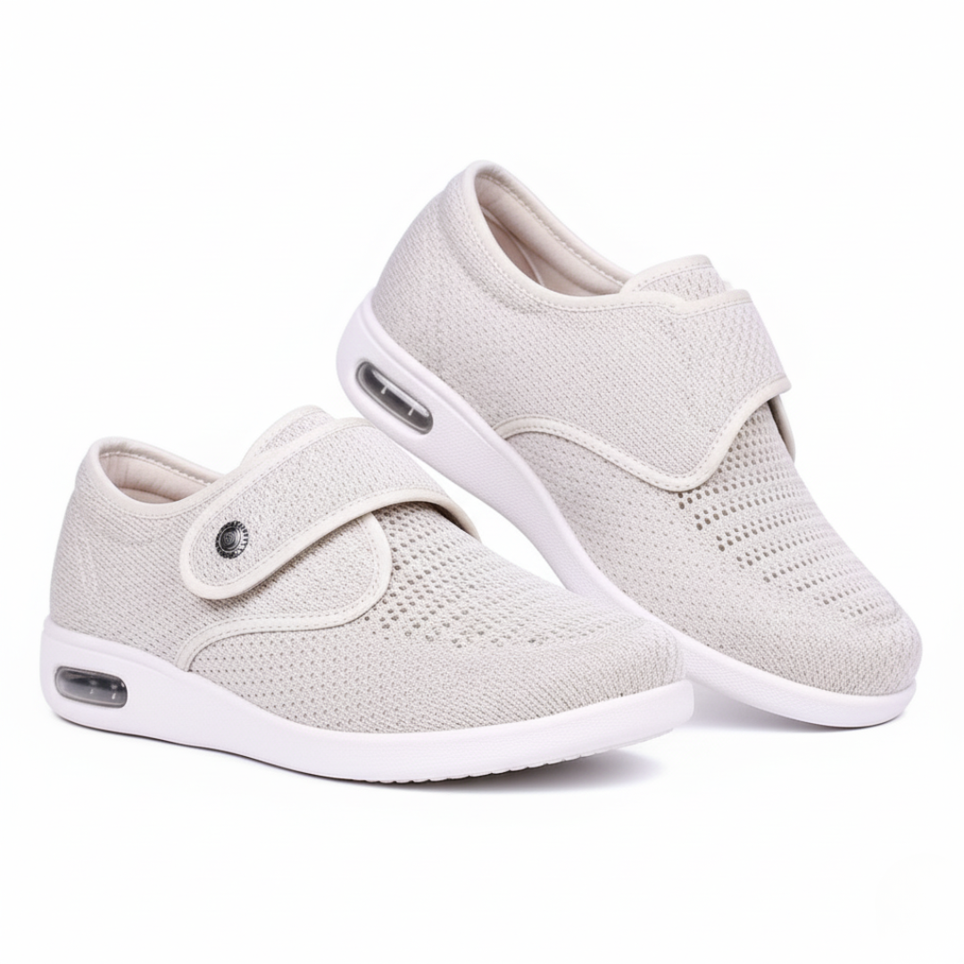 Wide Fit Hook-and-Loop Shoes for Women | Perforated Upper Design