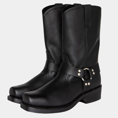 Men’s Western Cowboy Boots - Square Toe Harness Strap Design
