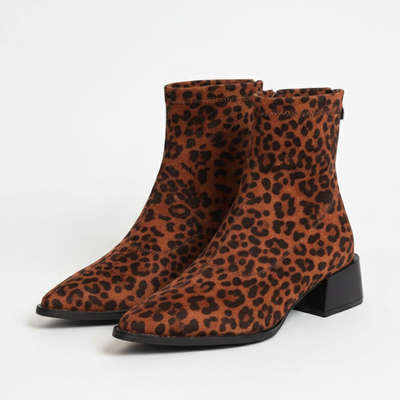 Women’s Suede Ankle Boots - Pointed Toe and Block Heel