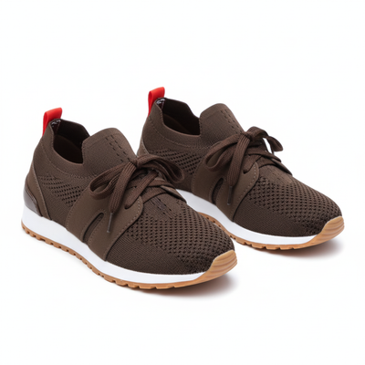 Women’s Slip-On Knit Sneakers - Ribbon Lace Casual Trainers