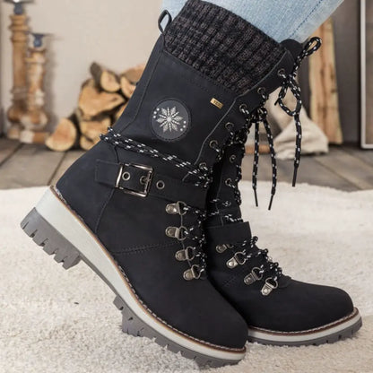 Winter Lace-Up Snow Boots for Women | Knit Cuff