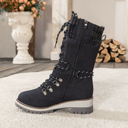 Winter Lace-Up Snow Boots for Women | Knit Cuff