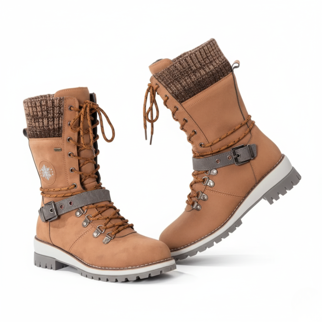 Winter Lace-Up Snow Boots for Women | Knit Cuff