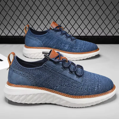 Men’s Mesh Lace-Up Sneakers - Breathable Upper and Low Top Design