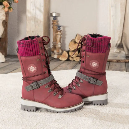Winter Lace-Up Snow Boots for Women | Knit Cuff