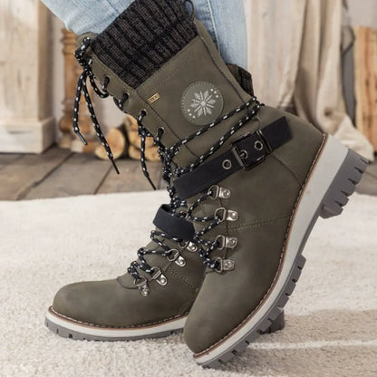Winter Lace-Up Snow Boots for Women | Knit Cuff