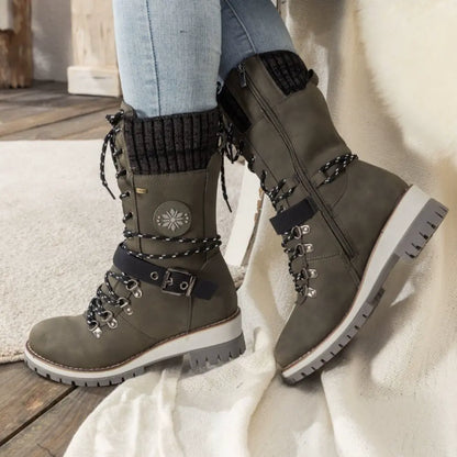 Winter Lace-Up Snow Boots for Women | Knit Cuff