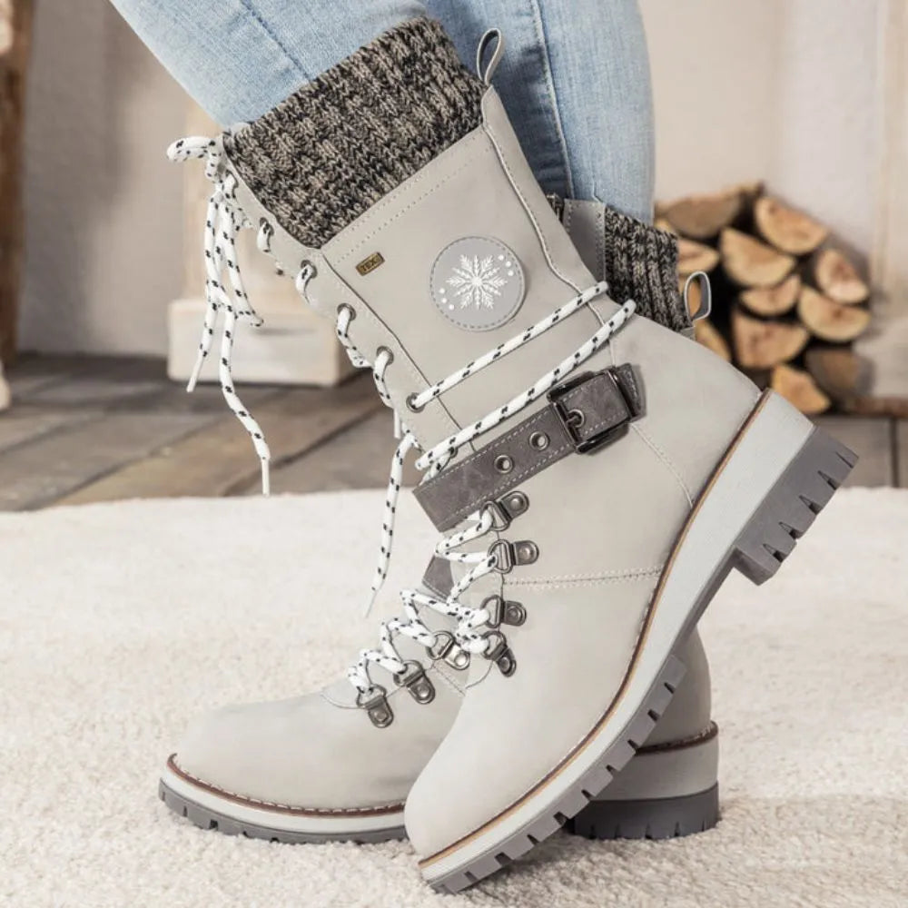 Winter Lace-Up Snow Boots for Women | Knit Cuff