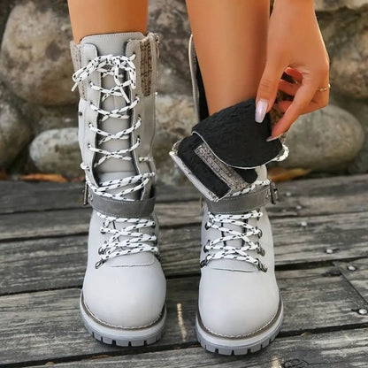 Winter Lace-Up Snow Boots for Women | Knit Cuff