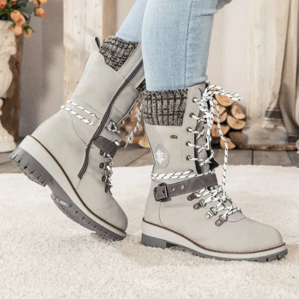 Winter Lace-Up Snow Boots for Women | Knit Cuff
