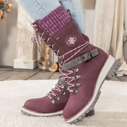 Winter Lace-Up Snow Boots for Women | Knit Cuff