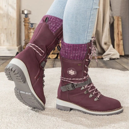 Winter Lace-Up Snow Boots for Women | Knit Cuff