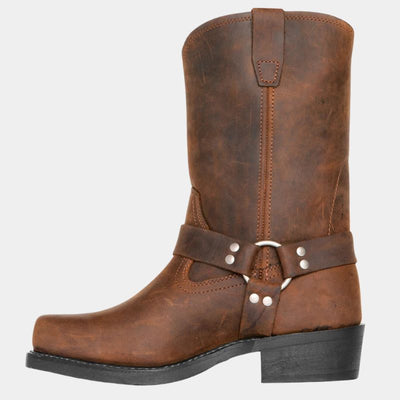 Men’s Western Cowboy Boots - Square Toe Harness Strap Design