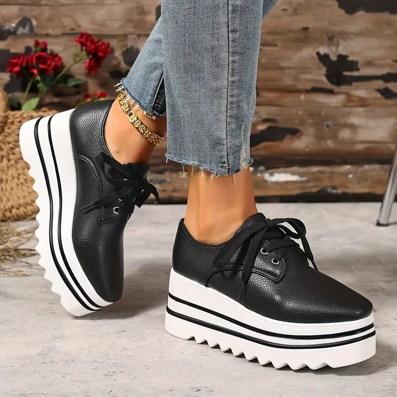 Women’s Platform Lace-Up Shoes | Layered Sole with Defined Shape