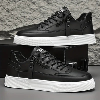 Men’s Zip Sneakers - Side Zipper Low Top Casual Trainers