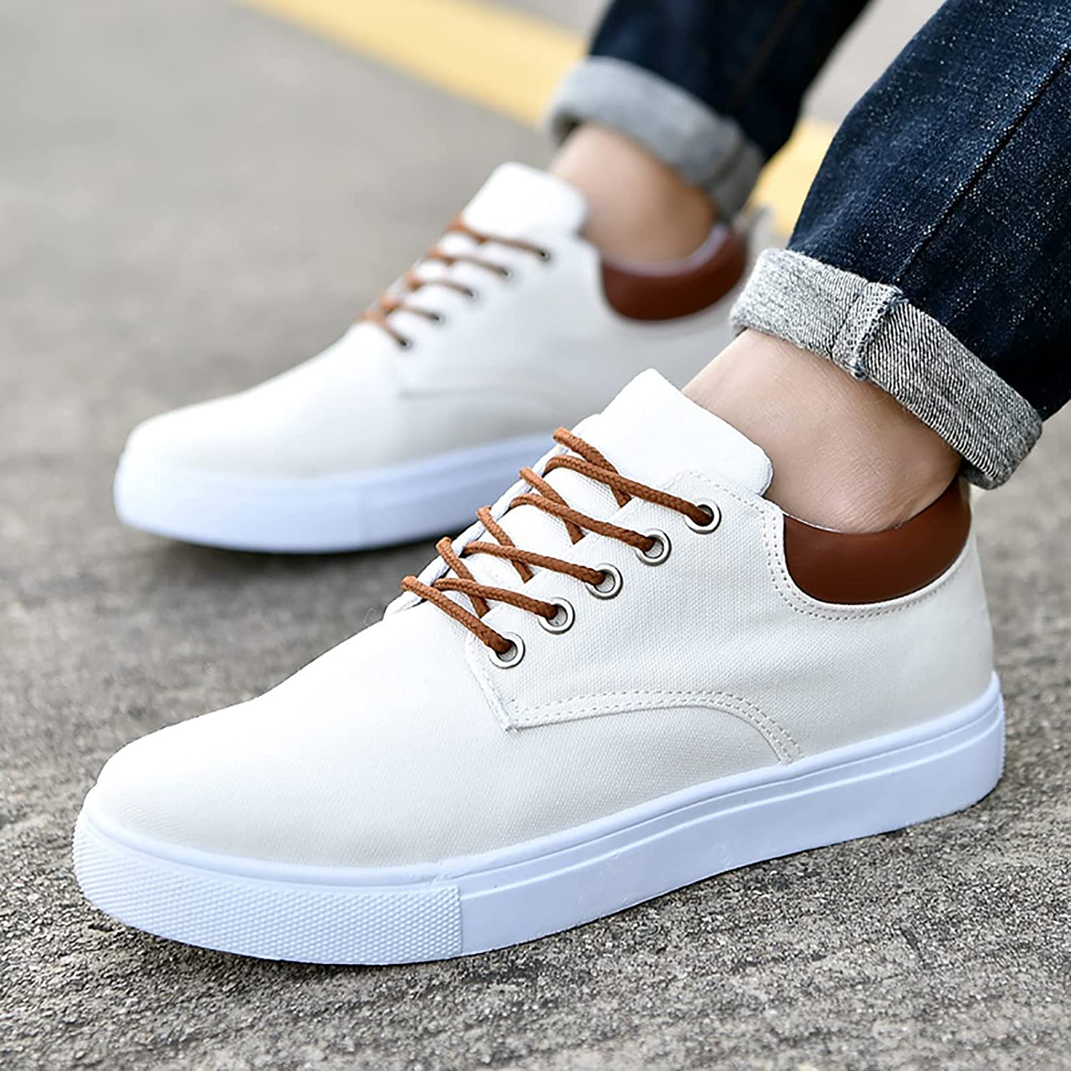 Canvas Sneakers for Men | White Outsole and Lace-Up Design