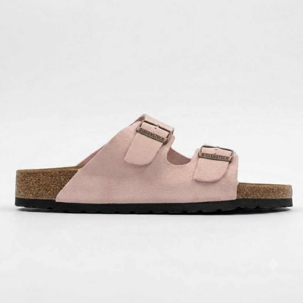 Birkenstock Arizona Pink Suede Two-Strap Sandals