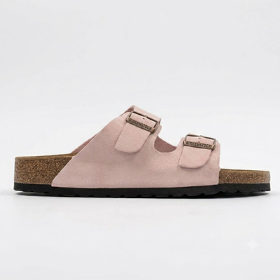 Birkenstock Arizona Pink Suede Two-Strap Sandals